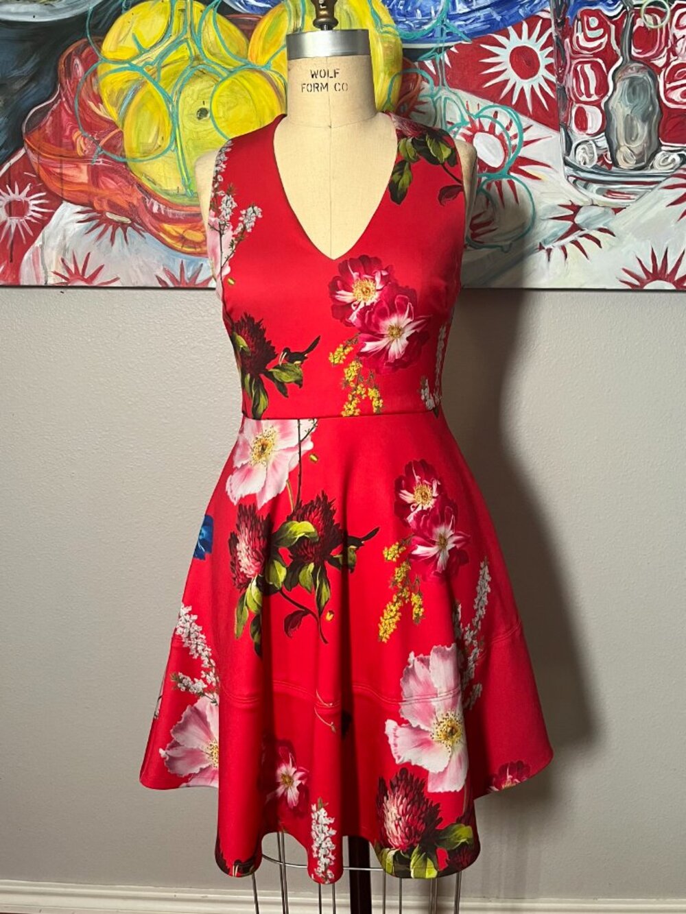 Ted Baker Kinle Berry Sundae Floral Skater Dress Size 2 US 4